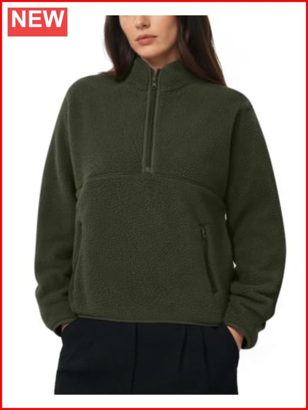 Quarter Zip Fleece Pullover Sweatshirt Fuzzy Sherpa Jacket Mock Neck Cropped